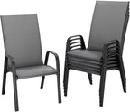 JEAREY Patio Dining Chairs Set of 6, Outdoor Stackable Dining Furniture Set, All Weather Dining Set for Lawn, Garden, Backyard, Poolside, Grey