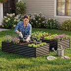 COMHOMA Galvanized Raised Garden Bed,Large Metal Planter Box for Outdoor Vegetables,Corrugated Steel Herbed Plants Container,Extra Deep Gardeners Kits with Open Bottom (2, 6x3x2FT)