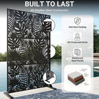 Metal Privacy Screen Outdoor – 72in Decorative Laser Cut Steel Garden Divider Panel with Tropical Leaf Design, Weatherproof Freestanding Modern Privacy Fence for Patio, Deck, Backyard & Balcony