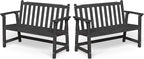 Ciokea 48" Outdoor Bench Set of 2, HDPE Weatherproof Garden Bench, 2-Person Memorial Benches with 550 Lbs, Waterproof Patio Porch Benches for Outside Business Deck Office Backyard Balcony, Black