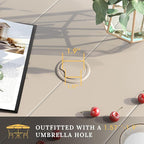 VICLLAX Patio Dining Set for 6, Outdoor Furniture Set Includes 63" Rectangle Patio Table and 6 Patio Sling Chairs, Outdoor Table and Chairs for Outsides, Sandshell Color Tabletop and Fabric