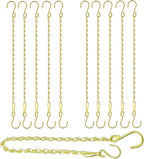 RIFNY Gold Chain for Hanging Plants, 20 Inch Small Plant Chains for Hanging Baskets Kits with Hooks for Bird Feeders Planters Billboards Lanterns Wind Chimes Ornaments Outdoor Indoor Use (10 PCS)