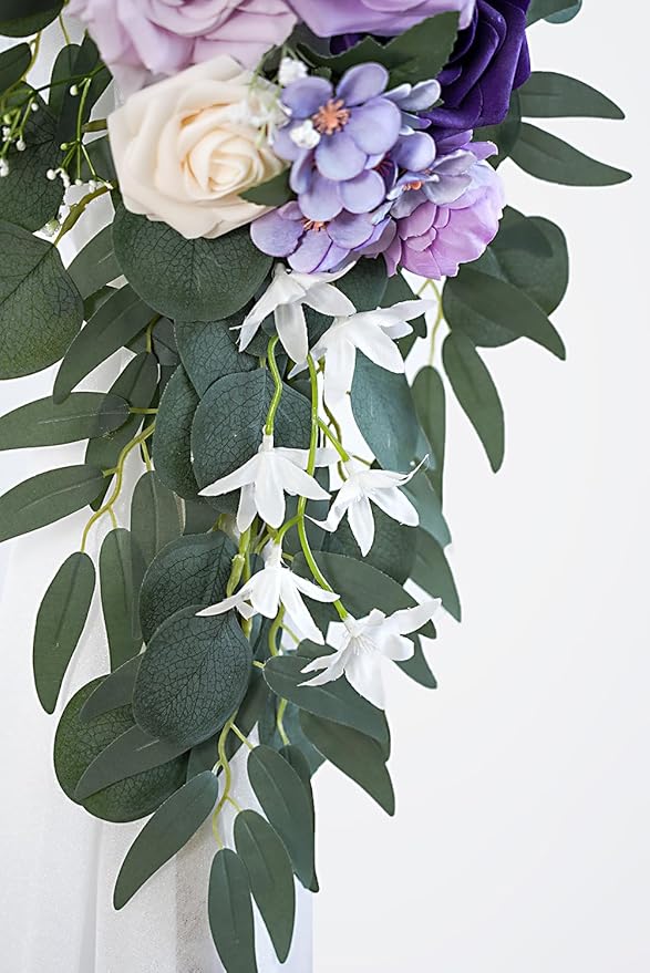 Artificial Flowers Arch Swag Kit, Purple Silk and Foam, 26Ft Fabric