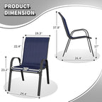 Patio Dining Chairs Set of 6, Outdoor High Stacking Chairs，Breathable Seat Fabric and Alloy Steel Frame for Backyard, Porch, Garden, Sunroom (Blue)