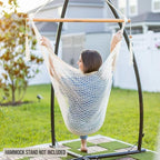 JoyView Hammock Chair with Spreader Bar Caribbean Hammock Swing Chair 300 LBS Weight Capacity XL Rope Hanging Chair for Outdoor Indoor Garden Yard - Green