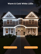 Govee Outdoor LED Strip Lights RGBIC with Warm and Cold White, 65.6ft 2.4G WiFi Smart Outdoor Lights, IP65 Waterproof, Work with Alexa and Google Assistant, App Control, for Porch, Patio, Eave, Party