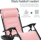 Best Choice Products Oversized Padded Zero Gravity Chair, Folding Outdoor Patio Recliner, XL Anti Gravity Lounger for Backyard w/Headrest, Cup Holder, Side Tray, Polyester Mesh - Bubblegum Pink