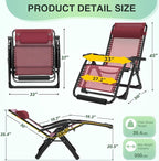 Suteck Oversized Zero Gravity Chair,33In XXL Lounge Chair w/Removable Cushion&Headrest, Reclining Camping Chair w/Upgraded Lock and Footrest, Reclining Patio Chairs Recliner for Indoor Outdoor,500LBS