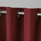 NICOLE MILLER NEW YORK Canvas Indoor/Outdoor Grommet Top Curtain Panel Pair, 54"x108", Red