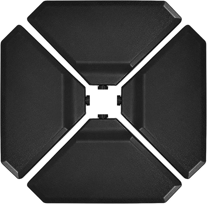 Tangkula 4PCS Cantilever Offset Patio Umbrella Base Weight Stand, 195lbs Triangle Shaped Sand Water Filled Weight Outdoor Umbrella Base Plate w/Easy-Fill Spouts, Funnel, Concave Handles