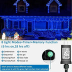 String Lights 66ft 200-LED Blue Outdoor Waterproof
