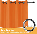 HolidayIdeas Extra Wide Outdoor Curtains for Patio Waterproof, 2 Panels - 110 x 95 Inch - Privacy & Light Filtering Curtains Grommet Outside Curtains for Porch, Gazebo, Backyard (Mecca Orange)