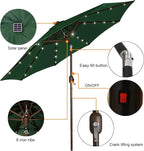 Blissun 9 ft Solar Umbrella, 32 LED Lighted Patio Umbrella, Table Market Umbrella, Outdoor Umbrella for Garden, Deck, Backyard, Pool and Beach (Dark Green)