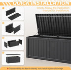 Outdoor Storage Box, Resin Deck Boxes Indoor and outdoor, Waterproof Storage Box Lockable Lid (Black, 120 Gallon)