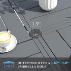 VICLLAX Patio Table and Chair Set of 8, All Weather Metal Round Outdoor Dining Furniture Set-53 Round Outdoor Table and Chairs, Grey Tabletop