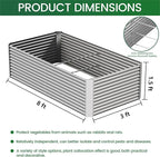 FRIZIONE 2pcs Tall 8x3x1.5ft Galvanized Raised Garden Bed Outdoor,Steel Garden Bed for Vegetables,Above Ground Garden Box for Flower,Metal Raised Beds for Gardening