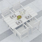 5-Piece Outdoor Dining Set, HDPE All-Weather Patio Table and Chairs Set for 4, Outdoor Patio Furniture Sets with Umbrella Hole for Outside, Deck, Backyard, Garden (White)