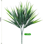 12Pcs Artificial Plants Outdoor Fake Plastic Grass Spring Decoration UV Resistant Faux Greenery Stems Bushes Outside Fake Plants for Planters Patio Porch Window Box Pathway Garden Home Decor, Green