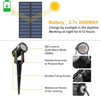 Solar Spot Lights Outdoor, 2 Pack Solar Landscape Spotlights IP65 Waterproof 9.8ft Cable, Auto On/Off Outdoor Wall Lights for Garden Yard Driveway Porch Walkway Pool (3000K Warm White)