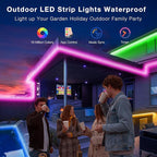 Outdoor LED Strip Lights Waterproof 200ft, IP67 Waterproof LED Light Strips with Remote, Music Sync APP Control, RGB Color Changing LED Lights for Roof, Balcony, Deck, Pool, Patio, Outdoor Decorations