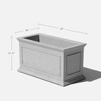 Veradek Brixton Series Large Plastic Planter - Gray, Outdoor, All-Weather Resistant, Dimensions 17.5"H x 16"W x 32"L, Classic Estate Design for Flowers, Trees, Shrubs