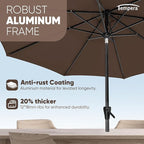 Tempera Patio Market Outdoor Table Umbrella with Auto Tilt and Crank, Large Sun Umbrella with Sturdy Pole & Fade Resistant Canopy, Easy to Set