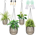Self Watering Planters for Indoor Plants & Outdoor Plants Hanging Basket for Plants Modern Air Plant Pots with Drainage, Adjustable Hooks for Home, Balcony, Garden Décor Grey