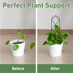 Coomin Small Plant Trellis for Potted Plants, 15in Plant Trellis Indoor, Mini Trellis for Climbing Plants for Hoya Pothos with Ties, Black