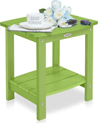 Y&M Outdoor Side Table, HIPS Adirondack Small Double Layer Table, Waterproof Square Outside Table, Balcony End Tables for Patio, Pool, Porch, Deck, Indoor or Outdoor Use, Lime