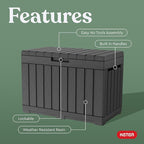 Keter Kentwood 50 Gallon Resin Deck Box for Outdoor Storage – Weather‑Resistant Balcony & Patio Box for Cushions, Throw Pillows & Garden Tools, Dark Grey