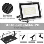 3 Pack 150W LED Flood Light Outdoor,Super Bright Exterior Security Light with Plug,IP66 Waterproof Flood Light, 15500LM 5000K Daylight White Floodlight for Yard, Garden,Basketball Court, Arena
