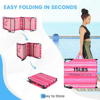 GYMAX Tanning Chair, 350lbs Beach Lounge Chair with Face Hole, Washable Pillow & Carry Strap, Adjustable Folding Chaise Lounge, Layout Lounger for Outside, Patio, Poolside, Lawn (1, Pink Stripe)