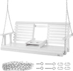 VEVOR Wooden Porch Swing 5 ft, Patio Bench Swing for Courtyard & Garden, Upgraded 880 lbs Strong Load Capacity, Heavy Duty Swing Chair Bench with Hanging Chains for Outdoors, White