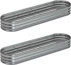 8x2x1ft(2 Pack) Galvanized Oval Raised Garden Bed,Outdoor Planter Box Metal Patio Kit Planting Bed for Vegetables Flowers Herb,Silver