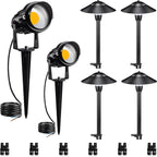 SUNVIE LED Low Voltage Landscape Lighting 12-24V Landscape Lighting Kit with Connectors Aluminum Pathway Lights Wired with Spotlights 3000K Outdoor Pathway Lights Low Voltage for Yard Garden, 6 Pack