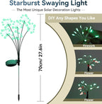Solar Garden Lights 2 Pack Waterproof Swaying Starburst Light Solar Outdoor Lights for Yard Patio Walkway Pathway Party Wedding Decoration, Unique Gifts for Women, Green