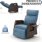 Adjustable Outdoor Recliner Chair with Independent Backrest & Footrest, Patio Swivel Recliner Chair, Wicker Reclining Patio Chair w/Flip-Up Table, 155° Lay Flat Chaise Lounge, Blue, 2PCS