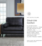 Signature Design by Ashley Bryceview Contemporary Leather Match Tufted Sofa with 2 Bolster Pillows, Black