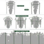 FEED GARDEN 8 Pack Plant Support Stakes, Peony Cages and Supports, Metal Garden Plant Stake(10" Wide x 16" High) Green Half Round Plant Support Rings for Outdoor Indoor Plants, Tomato, Hydrangea
