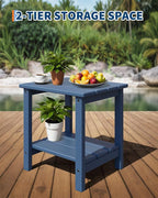 GarveeLife Poly Lumber Rocking Chair Outdoor Set of 4 with 2 Side Table - HDPE High Back Porch Rocker Chairs for Adults - All Weather Resistant Furniture for Patio - Navy Blue
