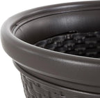 Suncast 3 Pack Decorative Wicker Garden Hose Holder Pot with 4 Drain Holes for 100 Foot Hoses, Java