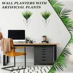 2 Pieces Wall Decor Hanging Planters with Artificial Plants Metal Hanging Vase Indoor Plants Holder Modern Boho Wall Art for Bathroom Bedroom Living Room Decor(Silver,Aquatic Plant)