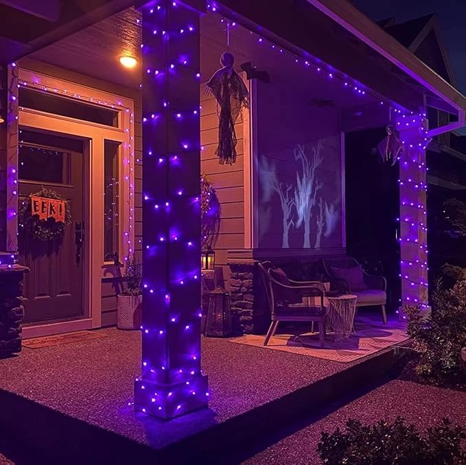 String Lights 165 ft 500 LED Purple Outdoor Plug-In with Timer