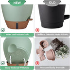 montresor 2 Pack 8 inch Plant Pots, PP Plastic Self Watering Plant Pot with Drainage and Tray for Indoor Outdoor Plants, Water Level Window & Reservoir Flower Pots Decorative Planter (Green)