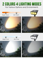 Solar spot Lights Outdoor IP65 Waterproof Solar spotlights 3 Lighting Modes Tree Lights for Outdoor Yard Garden Auto On/Off Wall Lights for Walkway Driveway Garage 6 Pack (Warm White