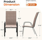JEAREY Patio Dining Chairs Set of 6, Outdoor Stackable Dining Furniture Set, All Weather Dining Set for Lawn, Garden, Backyard, Poolside, Brown