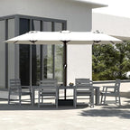 5-Piece Black Outdoor Dining Set with White 11FT Large Patio Umbrella, 75.2'' HDPE Table & Chairs for 8, Weather-Resistant Furniture with Umbrella Hole for Patio, Lawn, Poolside