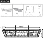 4 Pack 24 Inch Window Boxes Planters Railing Planter Box with Adjustable Brackets for Porch Fence Patio Balcony Hanging Flower Baskets with Woven Fabric for Outdoor Garden Decor - Black