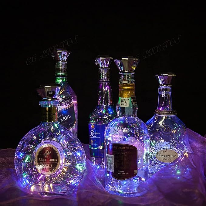 Indoor String Lights for Wine Bottles, 12 Pack, Solar Multicolor