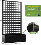 FENCY Metal Raised Garden Bed with Trellis, Metal Planter Box with Trellis, Garden Box for Climbing Plants Vegetable, 35''Lx16''Wx71''H Garden Bed with Drainage Holes(Black)